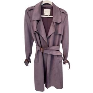 Anthropologie Faux Suede Lavender Trench Coat. NWOT.       Womens Small